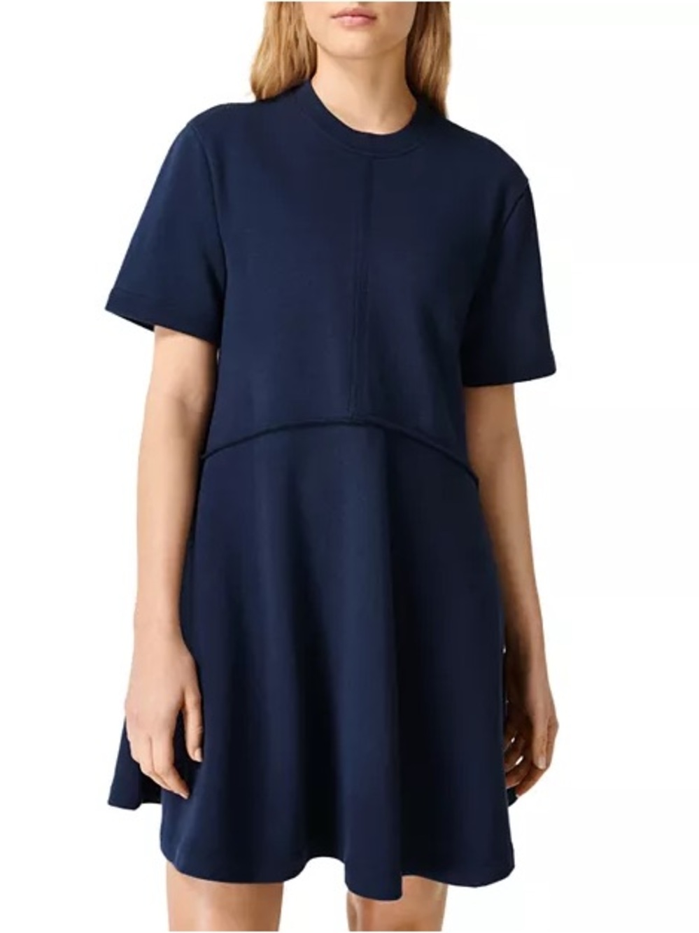 Sweaty Betty Revive Navy Cotton Blend T- Shirt Dress Short-Sleeve A-Line, size M